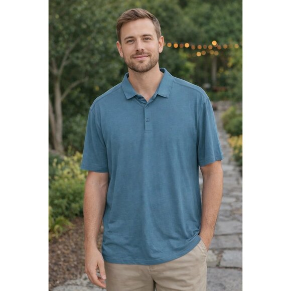 Lululemon Mens size XXL Blue Evolution Short-Sleeve Polo Shirt Blue - Picture 7 of 7